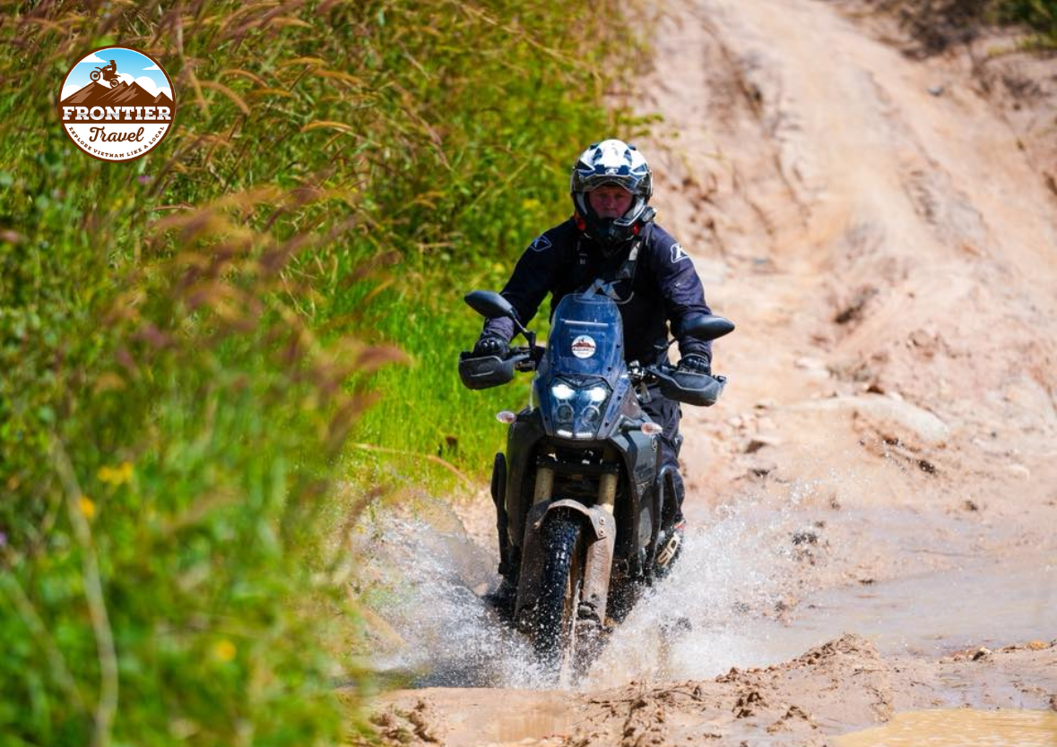 Motorbike riding conditions after rain with clear air and scenic roads in Vietnam